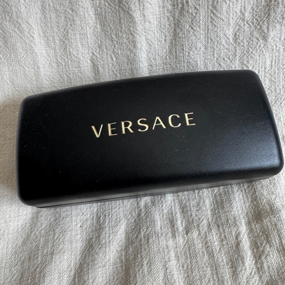 Versace Sunglasses Case OS Black Gold Logo Hard Shell Protective Eyewear Cover
